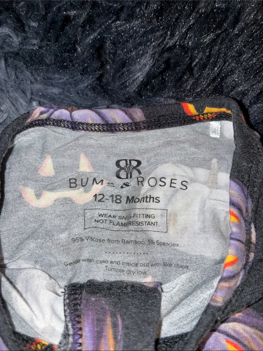 Bums & roses Black Pumpkin-Print One-Piece Pajamas Orange footed Halloween and